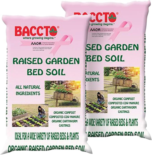 Michigan Peat Company 2 Pack BACCTO Raised Bed Soil with Organic Compost, Manure, & Earthworm Castings for All Plant Types, 1.5 Cubic Feet