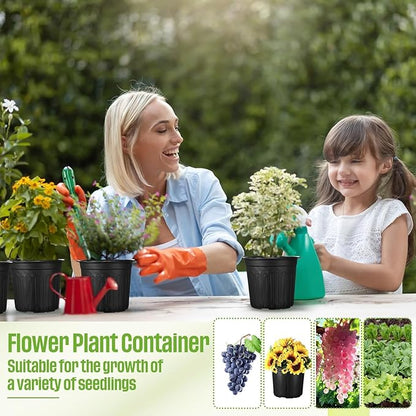 25 Pcs 2 Gallon Plant Nursery Pots Bulk Plastic Planter Flexible Flower Seedlings Pot with Drainage Hole Thickened Seed Starting Container for Flower Succulents Cuttings Transplanting