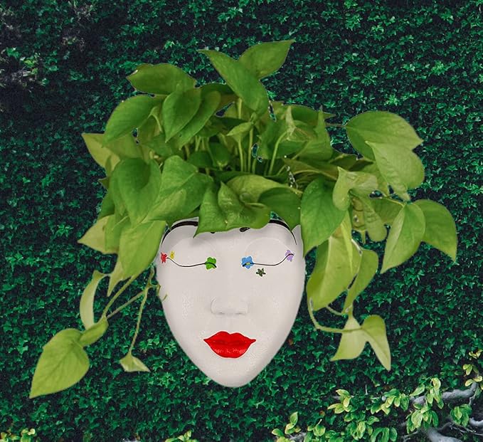Unique Face Planter Pot - Indoor/Outdoor Wall Hanging, Resin Material
