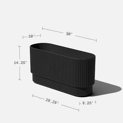 Veradek Demi Series Long Planter for Porch, Patio, Backyard | Durable Plastic-Stone Composite Material | Modern Décor for Shrubs, Flowers