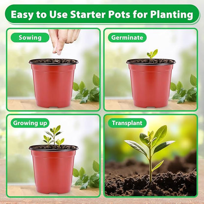 Sfee 100 Pack Plant Nursery Pots 4 inch Plastic Plant Pots, Soft Durable Reusable Seed Starting Pots for Succulents Plants Vegetables Fruits Seedlings Cuttings Transplanting with 100 Plant Labels