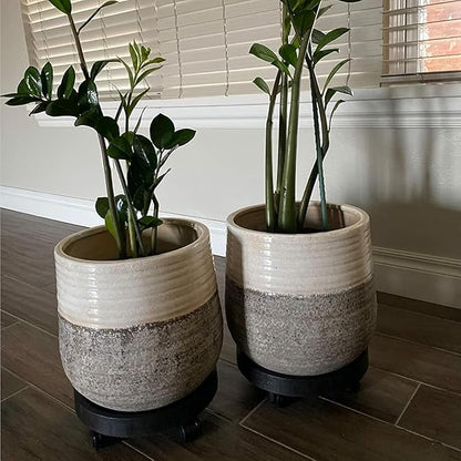 12.6 Inch Wheeled Planter Saucer Tray,Potted Flower Mover Dolly with Casters Round Coaster for Indoor Outdoor, Heavy Duty Plant Caddie with Wheels,Rolling Plant Stand Pot Trolley,