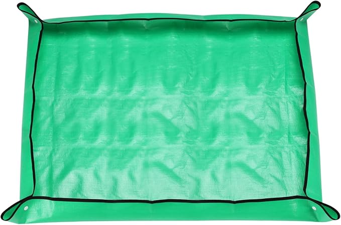 HARFINGTON Repotting Mat 29.5" x 39.4" PE Cloth Waterproof Plant Repotting Mat Foldable Portable Gardening Potting Tray with Plastic Buckle for Indoor Plant Change Soil Watering, Green