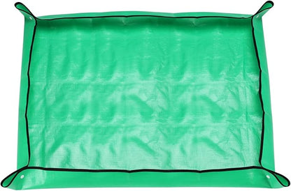 HARFINGTON Repotting Mat 29.5" x 39.4" PE Cloth Waterproof Plant Repotting Mat Foldable Portable Gardening Potting Tray with Plastic Buckle for Indoor Plant Change Soil Watering, Green