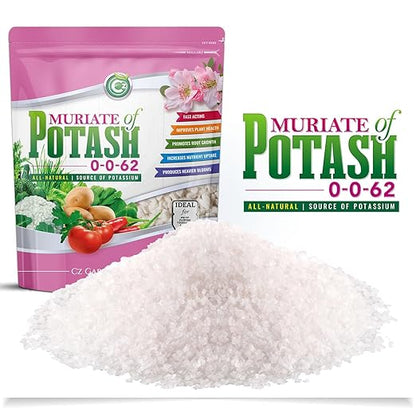 Muriate of Potash 0-0-62 Fertilizer Made in USA - MOP Potassium Plant Food for Indoor/Outdoor Plants, Flower Gardens, Fruit and Vegetable Gardens, Holistic Herbs, Trees and Green Lawns!