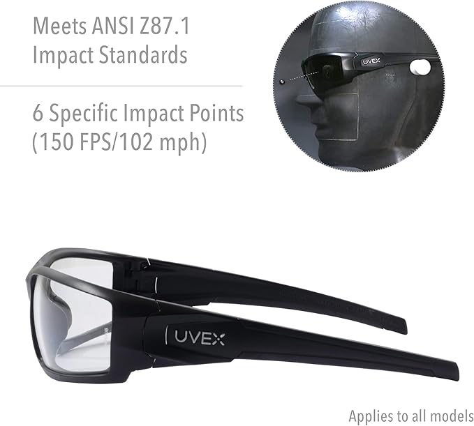 Uvex by Honeywell Hypershock Safety Glasses, Clear Frame with Blue Mirror Lens & Anti-Scratch Hardcoat (S2975)