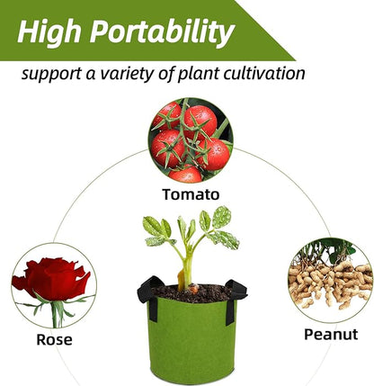 Grow Bags,Growing Pot Bags Garden Grow Bag Indoor Outdoor Fabric Aeration Plant Pot Container Flower Vegetable Pouch (Army Green,15Gallon)