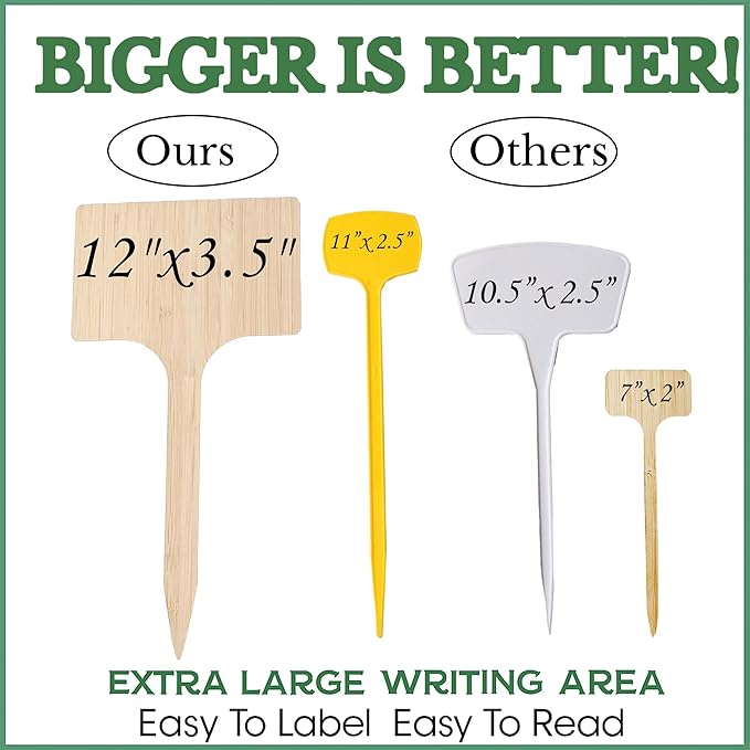 100 Pcs Large 8" Tall Garden Label Plant Signs Eco-Friendly Compostable to Easily Identify Plants, Seeds, Bulbs, Flowers, Vegetables