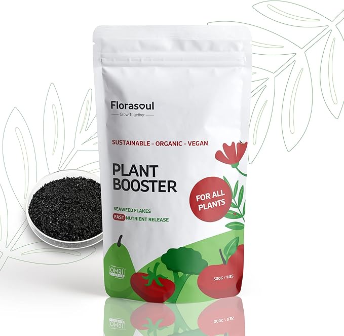Florasoul® Odorless Organic Seaweed Fertilizer Flakes (2.2 lbs) – Water-Soluble Kelp Extract – Vegan & Plant-Based Nutrient Booster – No Fishy Smell – Makes 250+ Gallons