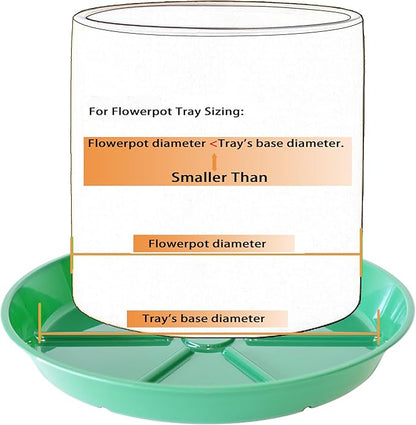 Plant Saucer Pot Tray 12 inch, 6 Packs Flower Planter Saucers and Drip Trays for Pots Planter, Heavy Duty Plant Dish Pant Plate to Catch Water for Indoor & Outdoor, Green