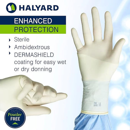 HALYARD Micro Surgical Glove, Neoprene, 5.9 mil Thick, Powder Free, Sterile, Cream