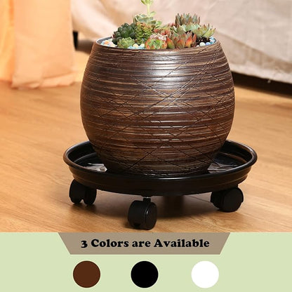 4 Packs Plant Caddy with Wheels 11.8" Plastic Rolling Plant Stands Heavy-duty Plant Dolly with Casters Indoor Outdoor Wheeled Plant Roller Base Large Planter Saucers Plant Mover, Black