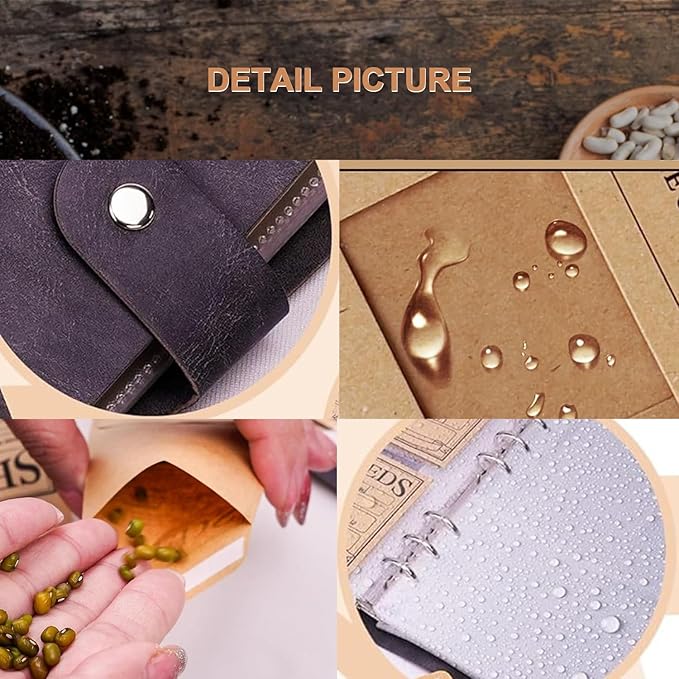 Seed Storage Organizer Seed Organizer Binder Seed Book with 50pcs Self-Sealing Seed Envelopes Seed Holder Keeper Packet