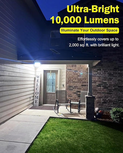 Solar Flood Lights Outdoor Dusk to Dawn:Heavy Duty Security Patio Light Waterproof with Remote Control, 10000 Lumen LED Automatic Wall Lamp for Outside Landscape, Pathway, Yard, Barn, House (20000MAH)