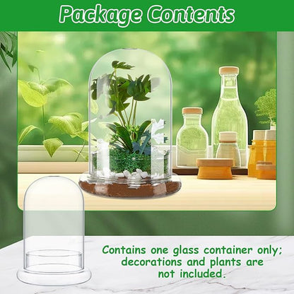 STARVAST 2PCS Glass Dome Cloche with Airhole and Base, 8.7 x 5.9 x 4.7 Inches, Clear Terrarium Planter Container for Plant Flower Home Tabletop Display Centerpiece, Plants Not Included