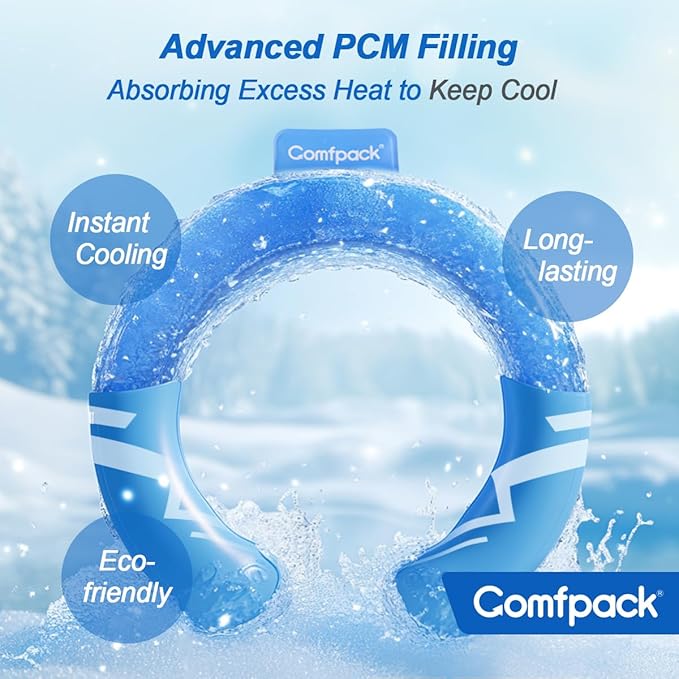 Neck Cooling Tube Reusable Ice Ring Neck Coolers for Hot Weather Wearable Ice Ring for Outdoor Sports, Workers, Relief for Hot Flashes(Blue)