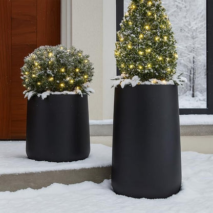 13" H x 12.6" D Conico Fiberstone Round Planter with Drainage Hole, Smooth Finishes, Weather Resistant for Indoor and Outdoor Use, Included 2 Extra Coco Mats (Taupe, 10" Pot Opening)