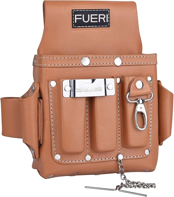 FUERI Leather Tool Pouches Carpenter Electrician Belt Bags Organizer 4 Pocket Professional Heavy Duty Pouch for Construction Framing