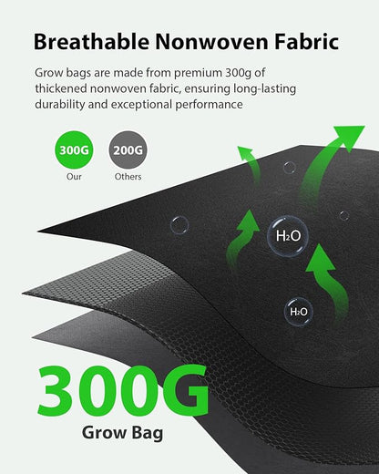 5-Pack Grow Bags 5 Gallon Thickened Plant Grow Bags Multi-Purpose Nonwoven Fabric Pots with Durable Handles, Outdoor Garden Plant Pots for Fruits Vegetables Flowers Herb Bonsai Plants, Black