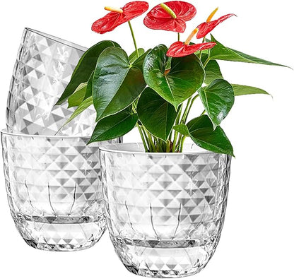 Self Watering Pots for Indoor Plants, Flower Pots, Self Watering Plant Pot-3pcs 6inch Clear