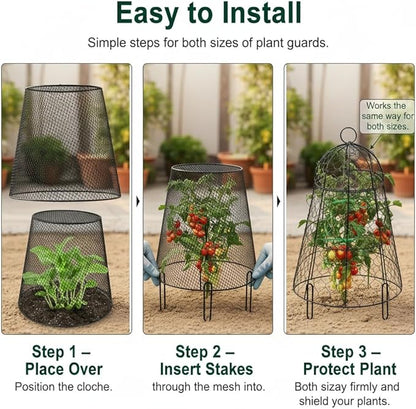 Garden Cloches for Plants, Chicken Wire Plant Cages, Plant Protectors from Animals, Combo Pack, 12 Pcs (6 Large 17.7" × 12.8" + 6 Small 5.87" × 9")