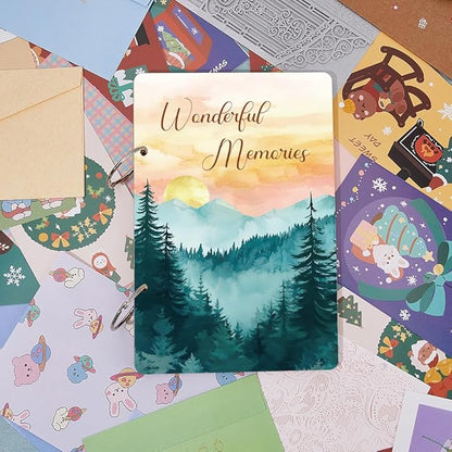 SUPERDANT Wonderful Memories Greeting Card Holder Organizer Wooden Card Keeper Binder Planning Book Sunset Mountain Birthday Cards Keeper Photo Album Graduation Wedding Planner Journal Keepsake Gift