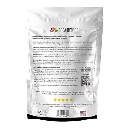 Organic Orchid Grow Plugs 1.5" Original Formula + Boca Hydro Mycorrhizae Packet (100 Pack)