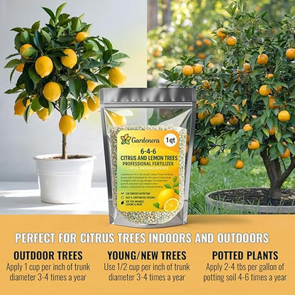𝐁𝐄𝐒𝐓𝐒𝐄𝐋𝐋𝐄𝐑 Citrus Fertilizer + Vital Micronutrients - Perfect Balanced NPK for All Citrus - for Indoor and Outdoor Plants - Orange, Lime, Avocado and Lemon Tree Fertilizer - 2 QUARTS