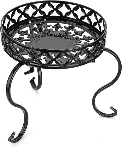 OwnMy Metal Round Plant Stand Indoor Outdoor Iron Flower Pot Holder, Heavy Duty Plant Stand Display Potted Rack for Home, Garden, Patio, Black