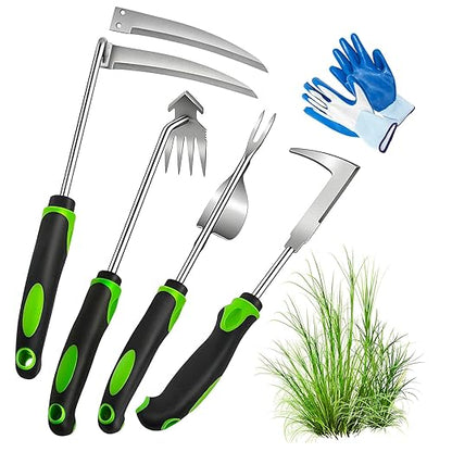 Weed Remover Tool Set - Effortless Weed Puller Tool with Ergonomic Comfort Handle, Uprooting Weeder Tools for Garden Backyard Farm Planting
