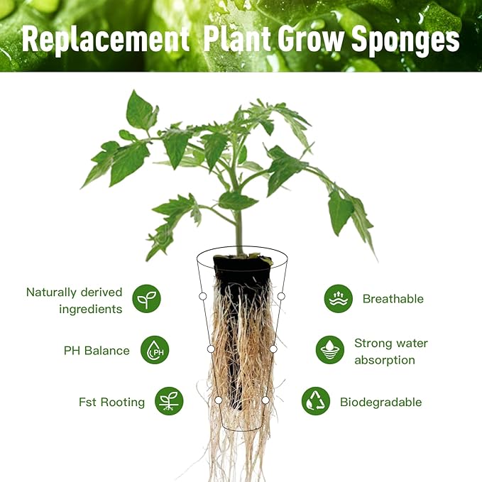 125 pcs Hydroponic Grow Sponges Seed Pods Replacement, Compatible with AeroGarden iDOO and Most Hydroponic Systems. Rapid Rooting Nursery Sponges.