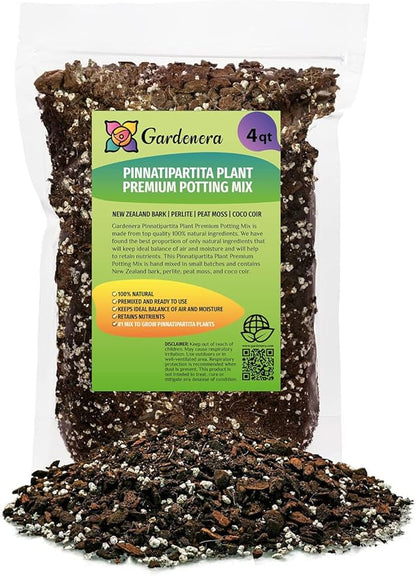 GARDENERA Monstera Pinnatipartita Plant Soil Blend - Promotes Strong Root Growth and Retains Moisture - 4 Quart