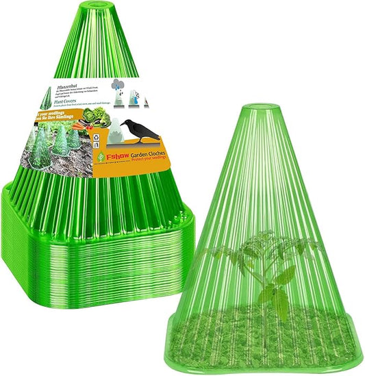 Fshow 40pack Garden Cloches for Plants, Reusable Bell Plant Cover, Plant Covers Protectors from Animals Snails/Birds/Chickens/Insect,D: 9" H X 7.5" D