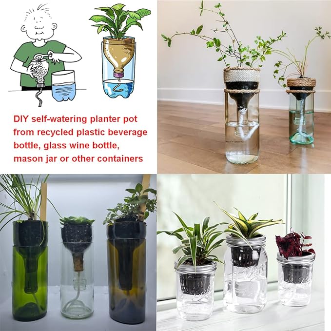 ORIMERC 30 feet Self Watering Wick Cord Automatic Watering Device for Vacation Self-Watering Planter Pot Potted Plant Sitter Auto Drip Waterer with 30 pcs 5 x 7cm Plant Labels Garden Tag Marker