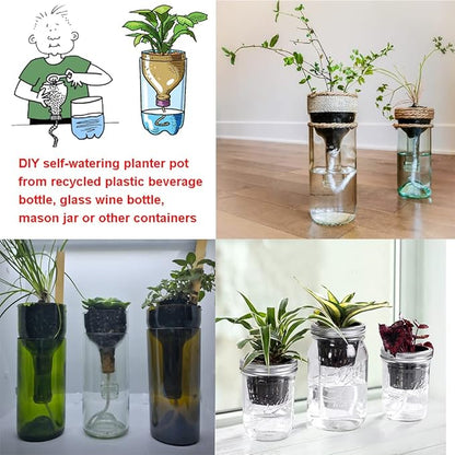 ORIMERC 30 feet Self Watering Wick Cord Automatic Watering Device for Vacation Self-Watering Planter Pot Potted Plant Sitter Auto Drip Waterer with 30 pcs 5 x 7cm Plant Labels Garden Tag Marker