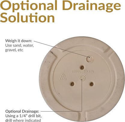 Sunnydaze 20-Inch Franklin Large Plant Pot - Polyresin Round Outdoor Planter with Drillable Drainage Hole - Beige