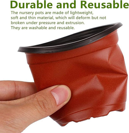 100 PCS 8 Inches Plastic Plant Nursery Pots Reusable for Succulents Seedlings Cuttings TransplantingSeedlings Plastic Plant Pots with Drainage Holes