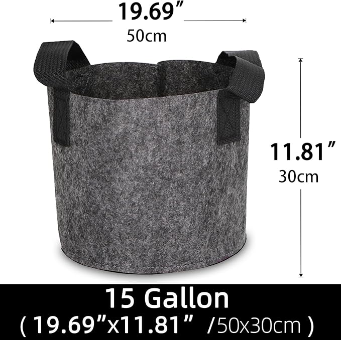 Grow Bags,Growing Pot Bags Garden Grow Bag Indoor Outdoor Fabric Aeration Plant Pot Container Flower Vegetable Pouch (Dark Gray,15Gallon)