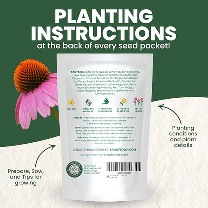 Bee Friendly Mix – 31,000 Seeds for Planting – 2026 Season – 4 Ounce Pouch