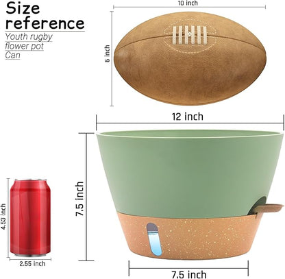 12-Inch Self Watering Planters with Drainage Holes, Large Flower Pots for Indoor Outdoor Plants, Garden Pots Green 2 Pack