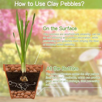 ZeeDix 13LBS Clay Balls for Plants, 4mm-16mm Expanded Clay Pebbles Natural Organic Orchid Growing Medium Clay Leca Balls for Indoor Plants, Hydroponic, Gardening, Orchids, Decoration, Aquaponics