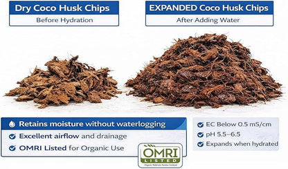 Premium Coconut Coir Fiber Husk Chips Brick 500 g OMRI Listed Organic Growing Medium for Orchids Houseplants Reptiles Terrariums