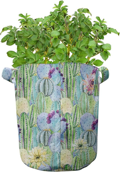 Ambesonne Colorful Grow Bags 5-Pack, Orange Lemon Fruits, Heavyduty Fabric Pots with Handles for Plants, Magenta Orange