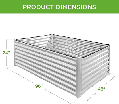 Best Choice Products 8x4x2ft Outdoor Metal Raised Garden Bed, Deep Root Planter Box for Vegetables, Herbs & Flowers, 478-Gallon Capacity, 100% Non Toxic Materials - Galvanized
