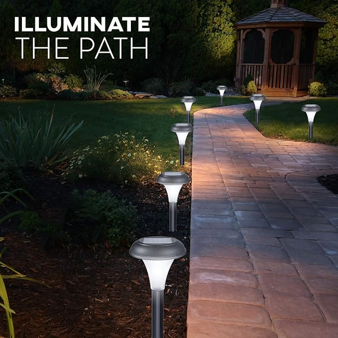 GardenBliss Best Solar Lights for Outdoor Pathway, 10 Brightest Light Set for Walkway, Patio, Path, Lawn, Garden, Yard Decor, Double Waterproof Seal, Large Led Landscape Outside Post Lighting Lamps
