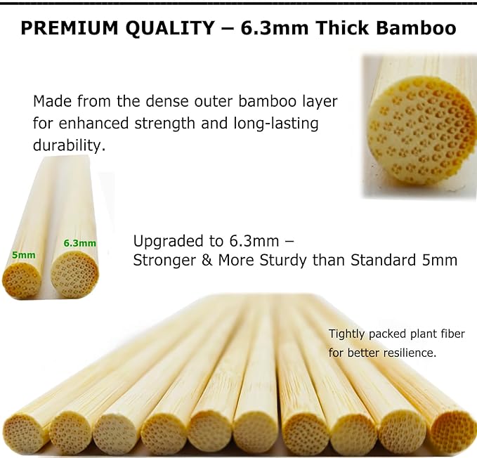125Pcs 2.5ft/30in Bamboo Plant Stakes, Garden Stakes, Bamboo Stakes for Tomato, Beans, Potted Plants, Smores Sticks for Fire Pit, Natural Support for Gardening, BBQ, Camping, Home Cooking