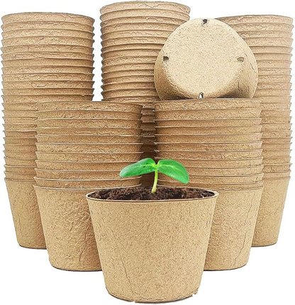 100-Pack 4 Inch Organic Peat Pots for Seed Starting Pots - Biodegradable Plantable Nursery Pots with Drainage Holes, Small Seed Starting Starter Tray, Eco-Friendly & Compostable Seedling Containers