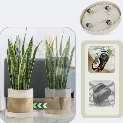 2 Pack Plant Caddy with Wheels, 10" Rolling Plant Stand 165 LBS Heavy Duty with Hidden 360 ° Rotating Silent Wheel Wheels for Outdoor Indoor Large Plant Pots, Flower Pot, Patio