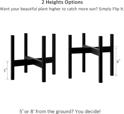 FaithLand Mid Century Plant Stand Indoor Outdoor (EXCLUDING 12" Plant Pot) , Hold Up to 12 Inch Planter, Metal Planter Stand, Potted Plant Holder, Black - Fits Snake Plant - Upgraded Design.