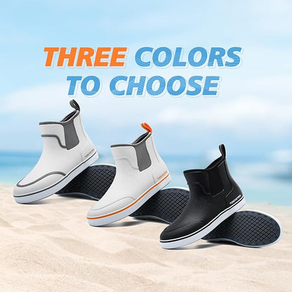 Men's Deck Boots for Fishing Waterproof ankle Rain Boots Non-Slip Neoprene Rubber water shoes for Boating Gardening Sailing Daily